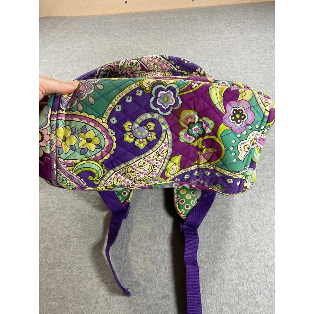 Vera Bradley Quilted Cotton Backpack Purple Green Paisley Floral Laptop Bag